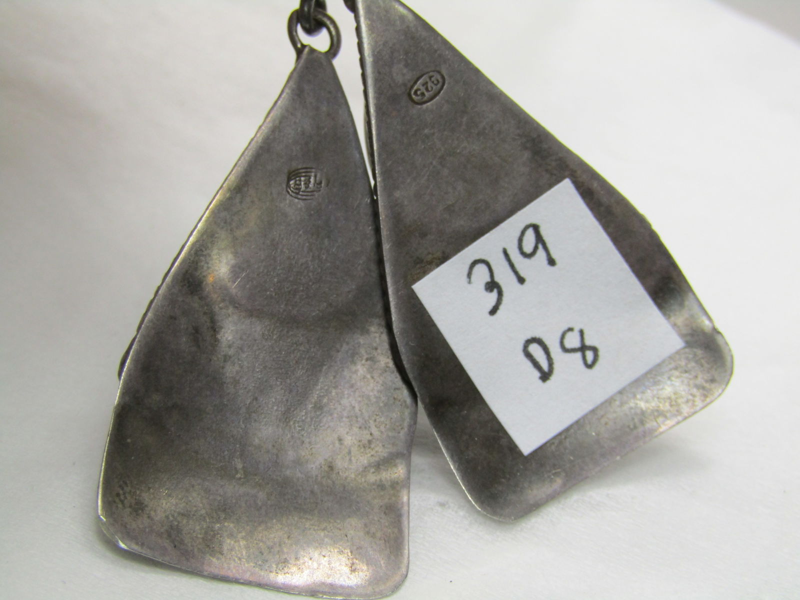 Vintage Bali Green Stone Pierced Earrings, Dangle, 2.5" - 2