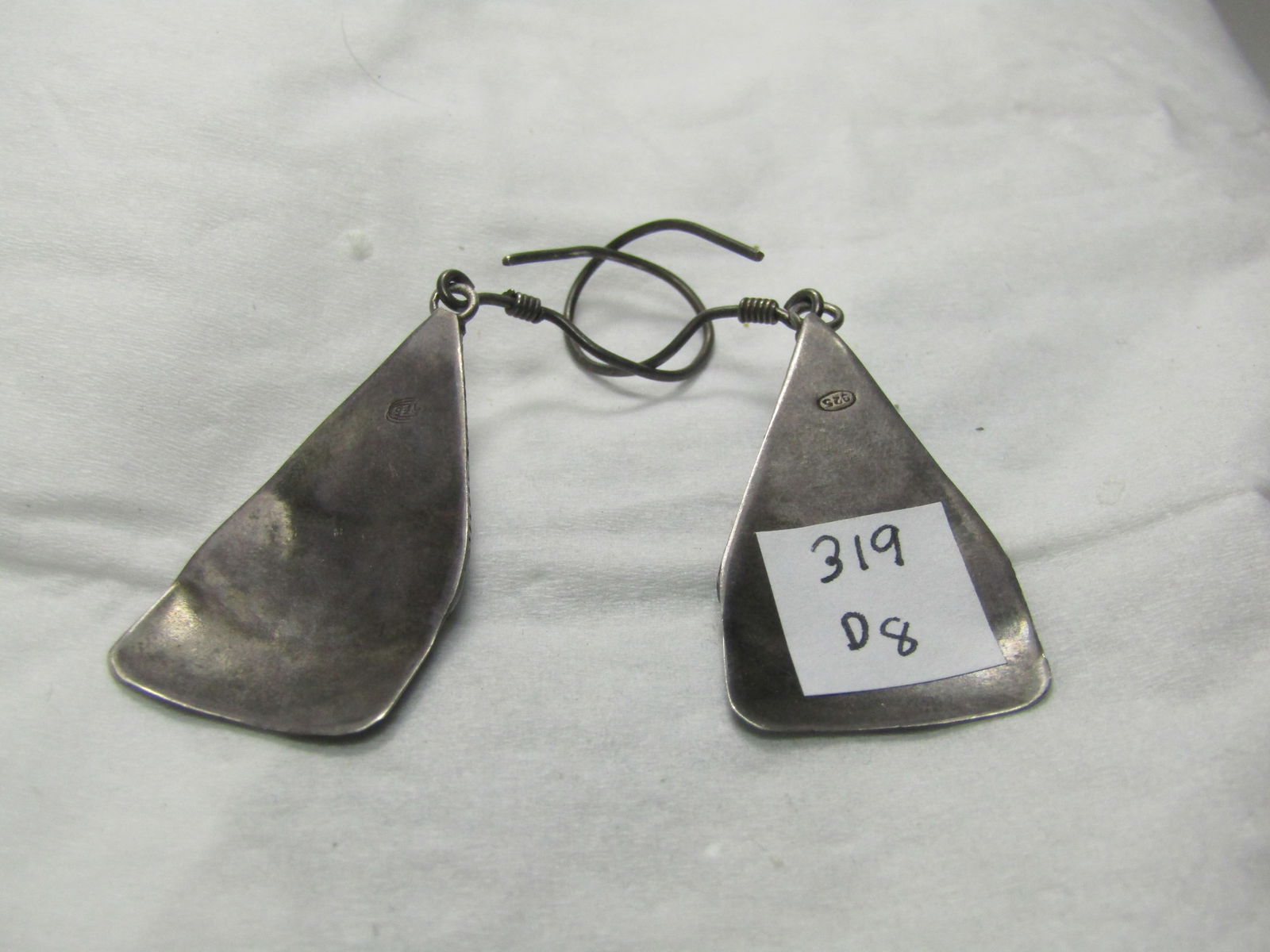 Vintage Bali Green Stone Pierced Earrings, Dangle, 2.5" - 3