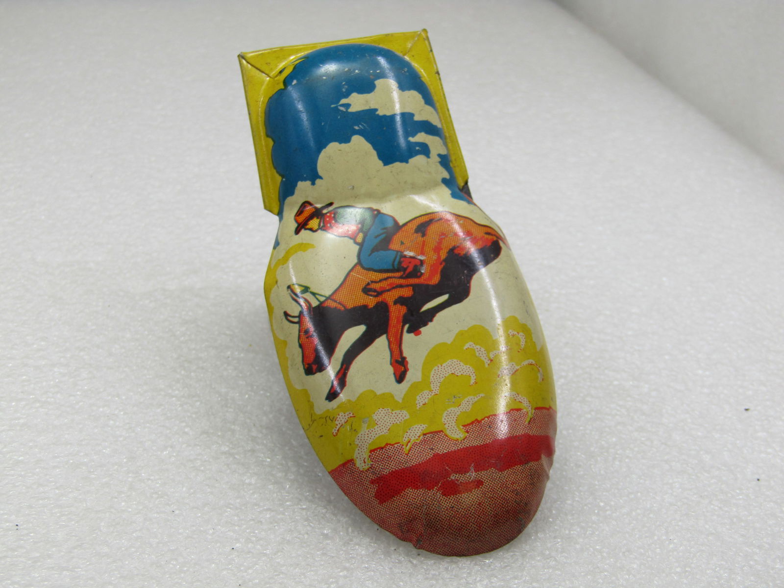 Vintage Kirchhof Litho Bullrider Large Clicker Toy - 3