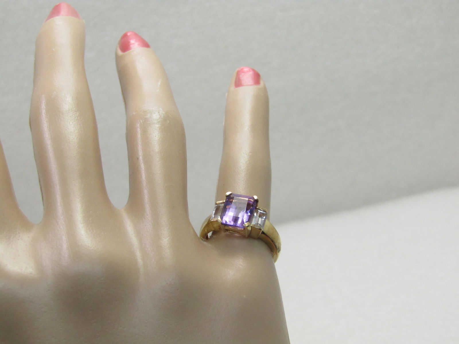 Vintage 10kt Amethyst White Topaz Ring, Sz. 6, 2.89 gr. L - 3