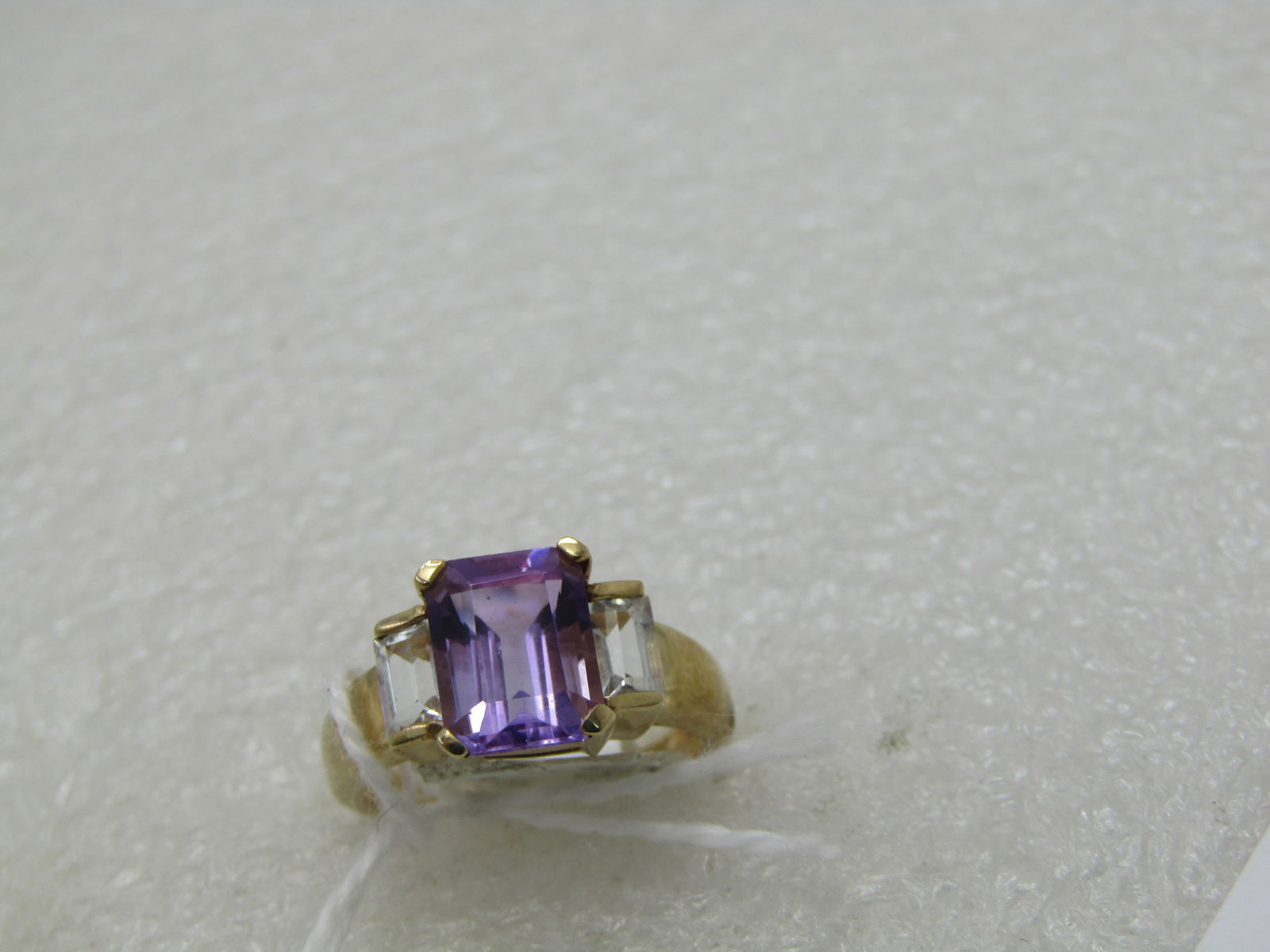 Vintage 10kt Amethyst White Topaz Ring, Sz. 6, 2.89 gr. L - 4