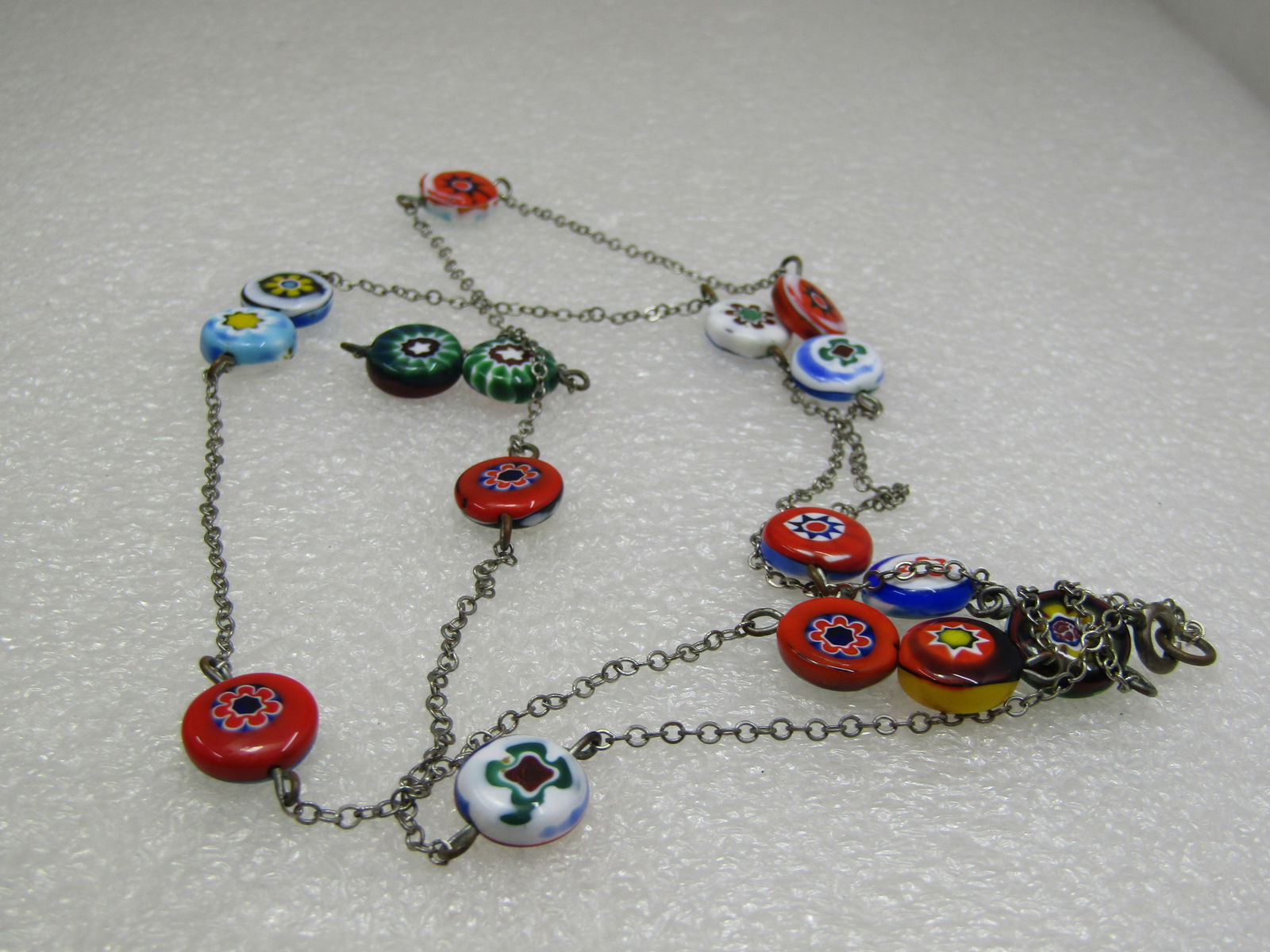 Vintage Glass Floral Beaded Necklace, 32", 1960's-1970's. - 5