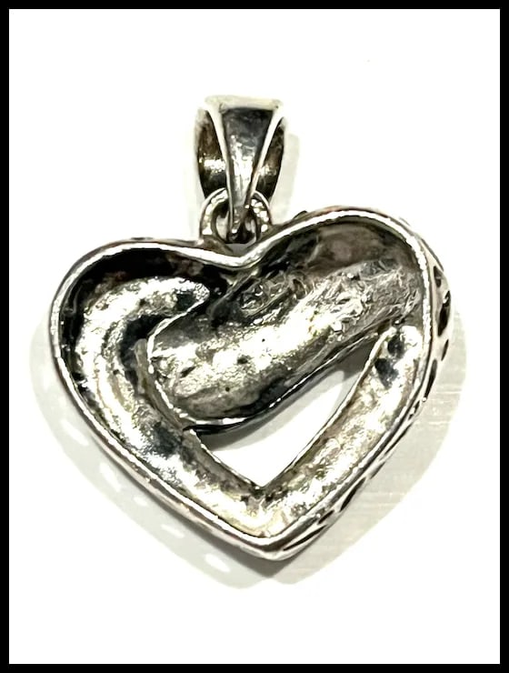 Vintage Marcasite Heart Pendant - 5