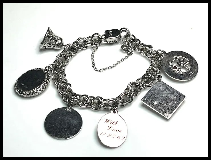 Vintage Sterling Silver Heart Charm Bracelet -Mother, Birthday, Christmas - 11