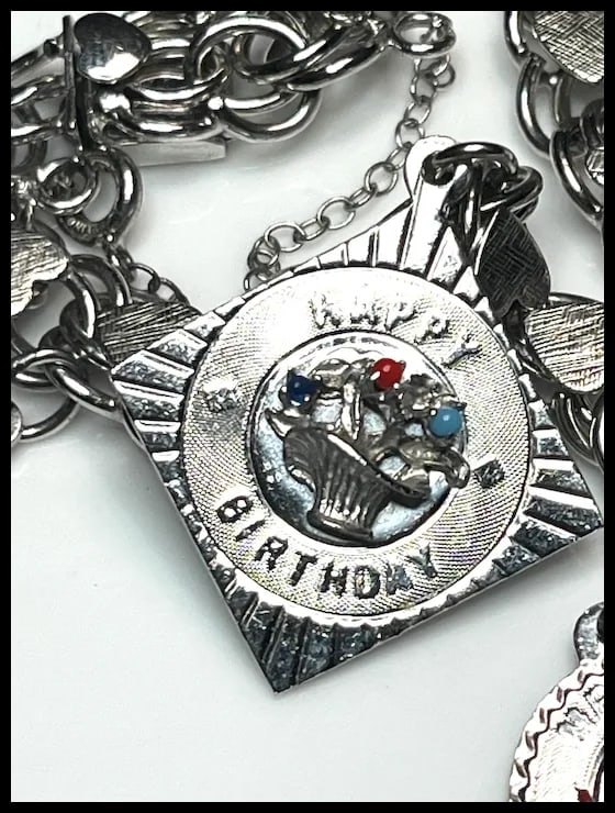 Vintage Sterling Silver Heart Charm Bracelet -Mother, Birthday, Christmas - 6