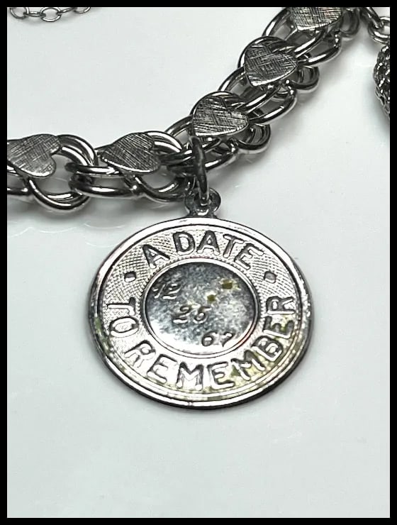 Vintage Sterling Silver Heart Charm Bracelet -Mother, Birthday, Christmas - 9