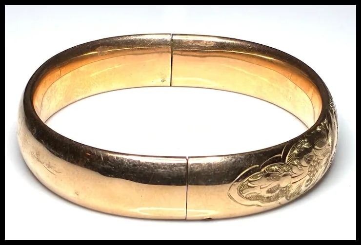 Vintage ACCO 1-20 Gold Filled Etched Bangle - 3