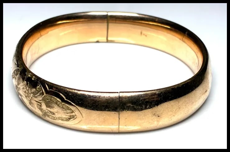 Vintage ACCO 1-20 Gold Filled Etched Bangle - 4