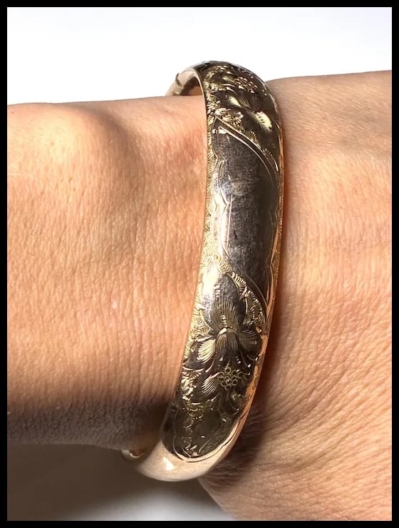 Vintage ACCO 1-20 Gold Filled Etched Bangle - 9