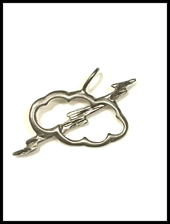 Vintage Silver Lightning Bolt and Cloud Charm Pendant - 2