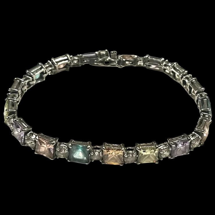 Vintage Colorful Sterling Silver Tennis Bracelet (1 of 7)