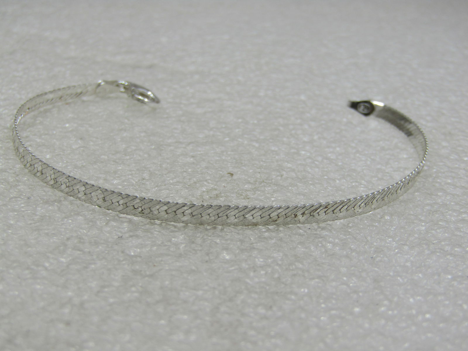 Sterling Silver Heart Herringbone Bracelet, 7" - 2