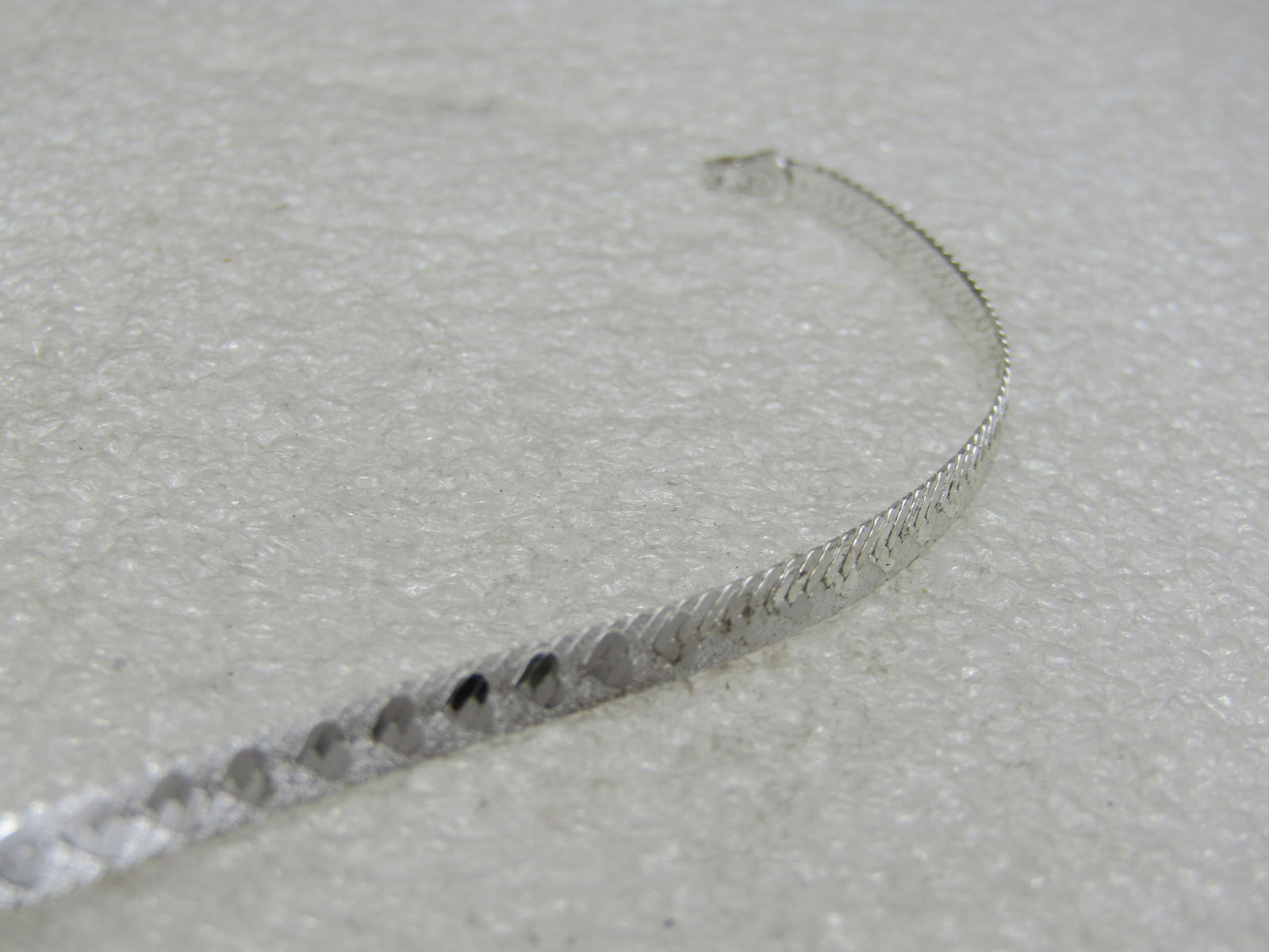 Sterling Silver Heart Herringbone Bracelet, 7" - 3