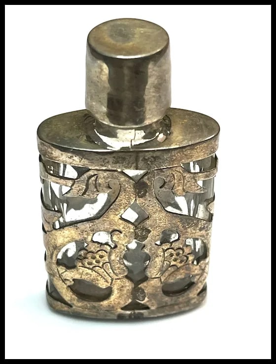 Vintage JJC Mexico Sterling Silver and Glass Perfume Bottle - 3