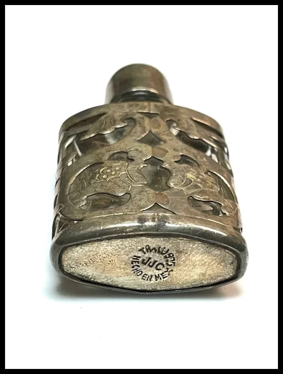 Vintage JJC Mexico Sterling Silver and Glass Perfume Bottle - 6