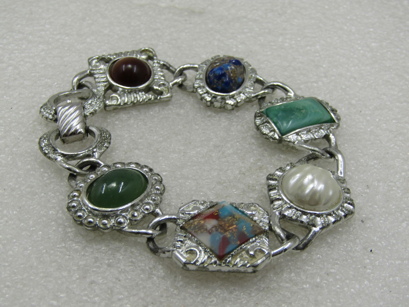 Vintage Mixed Stone Bracelet, Sarah Coventry, 1960's-1970's, 7.5" - 2