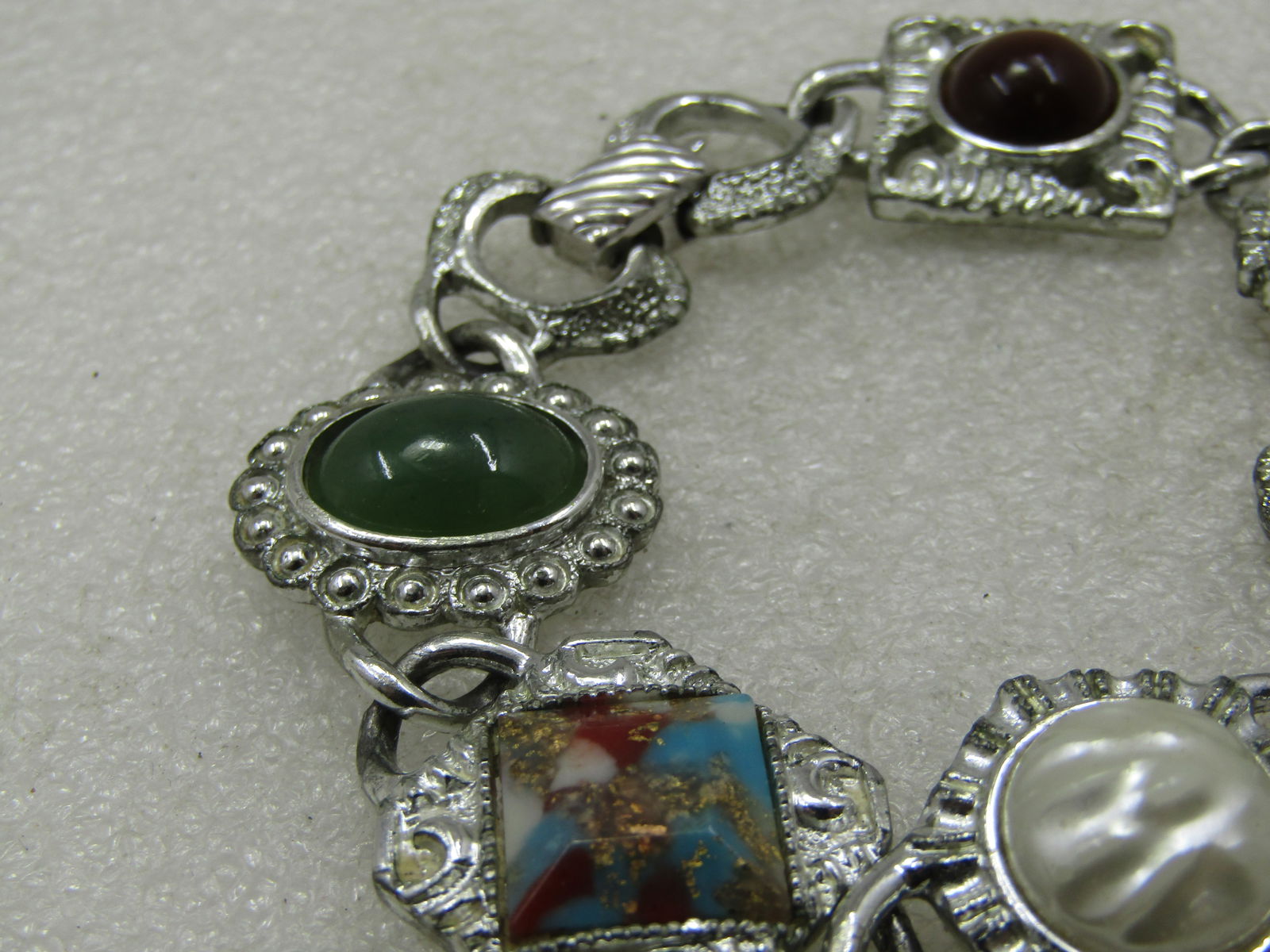 Vintage Mixed Stone Bracelet, Sarah Coventry, 1960's-1970's, 7.5" - 4