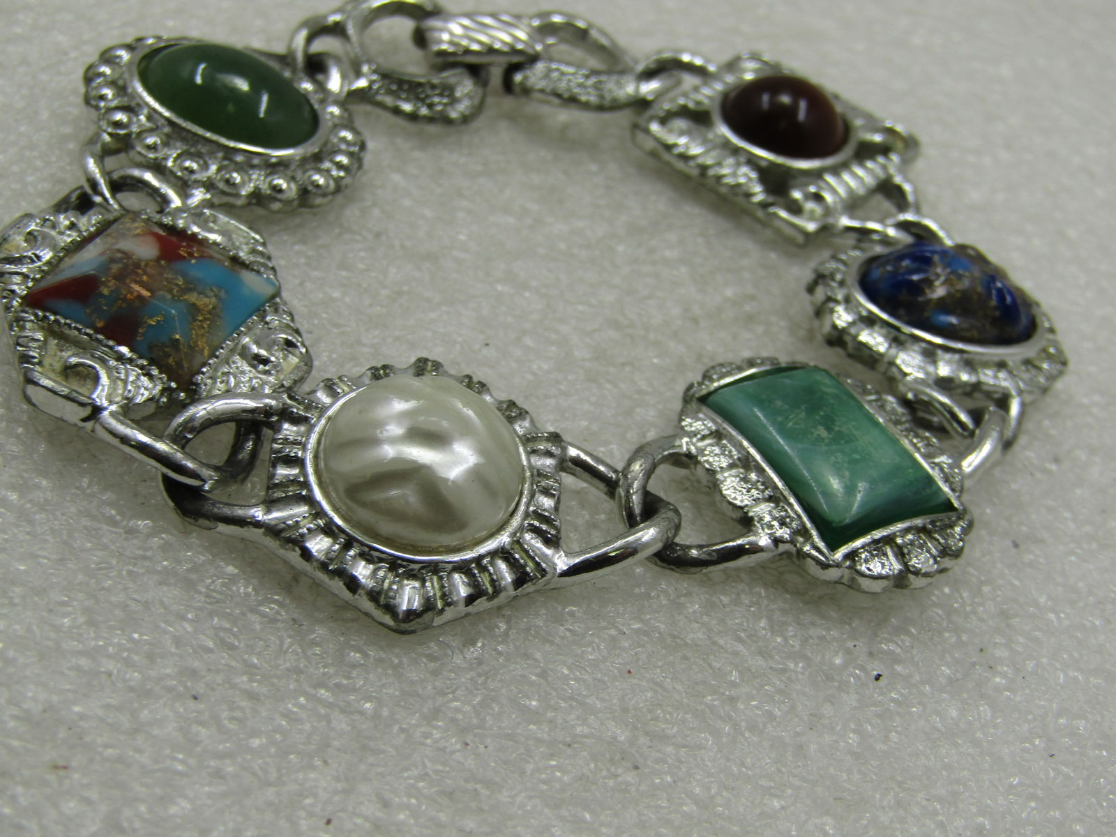 Vintage Mixed Stone Bracelet, Sarah Coventry, 1960's-1970's, 7.5" - 5