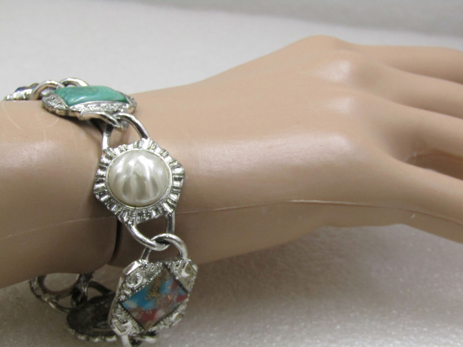 Vintage Mixed Stone Bracelet, Sarah Coventry, 1960's-1970's, 7.5" - 8