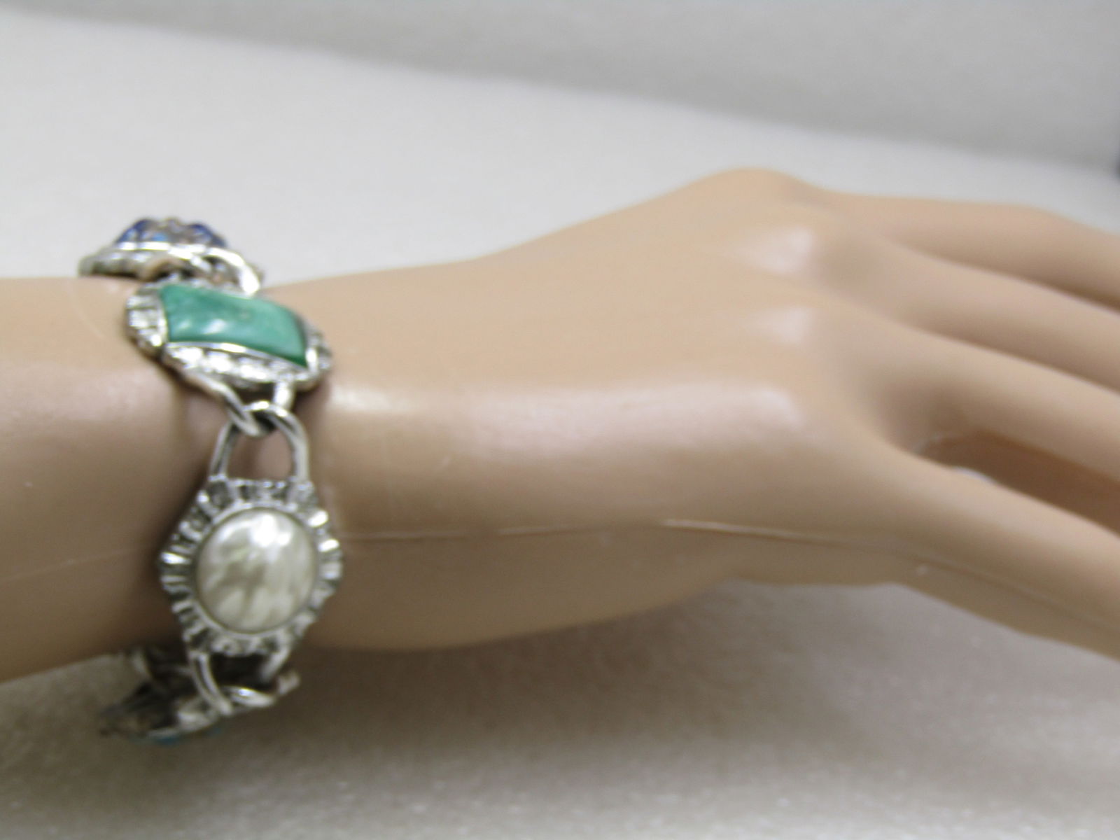 Vintage Mixed Stone Bracelet, Sarah Coventry, 1960's-1970's, 7.5" - 9