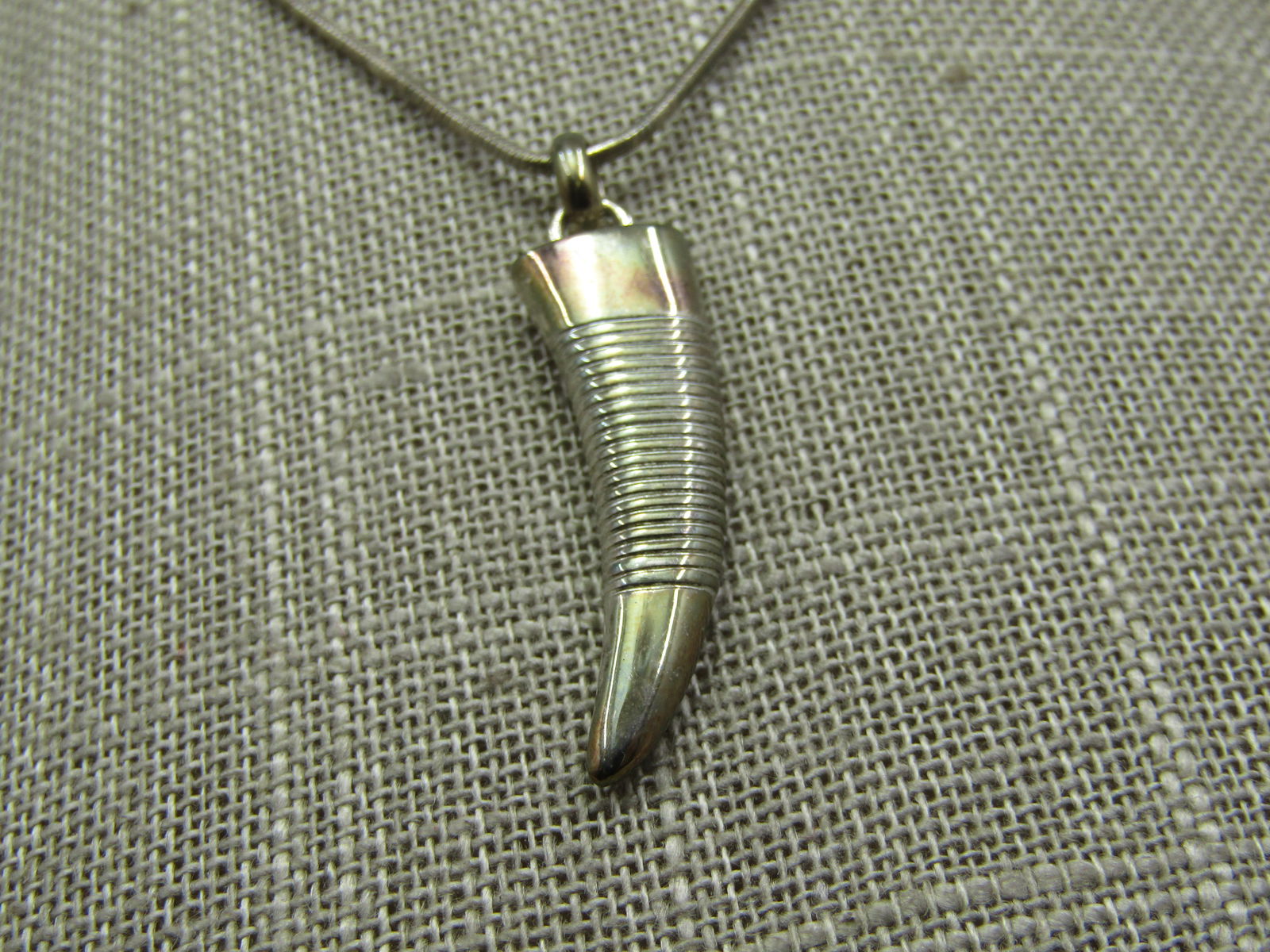 Vintage Sterling Silver Italian Horn Necklace, 18", Signed IBB, Unisex - 4