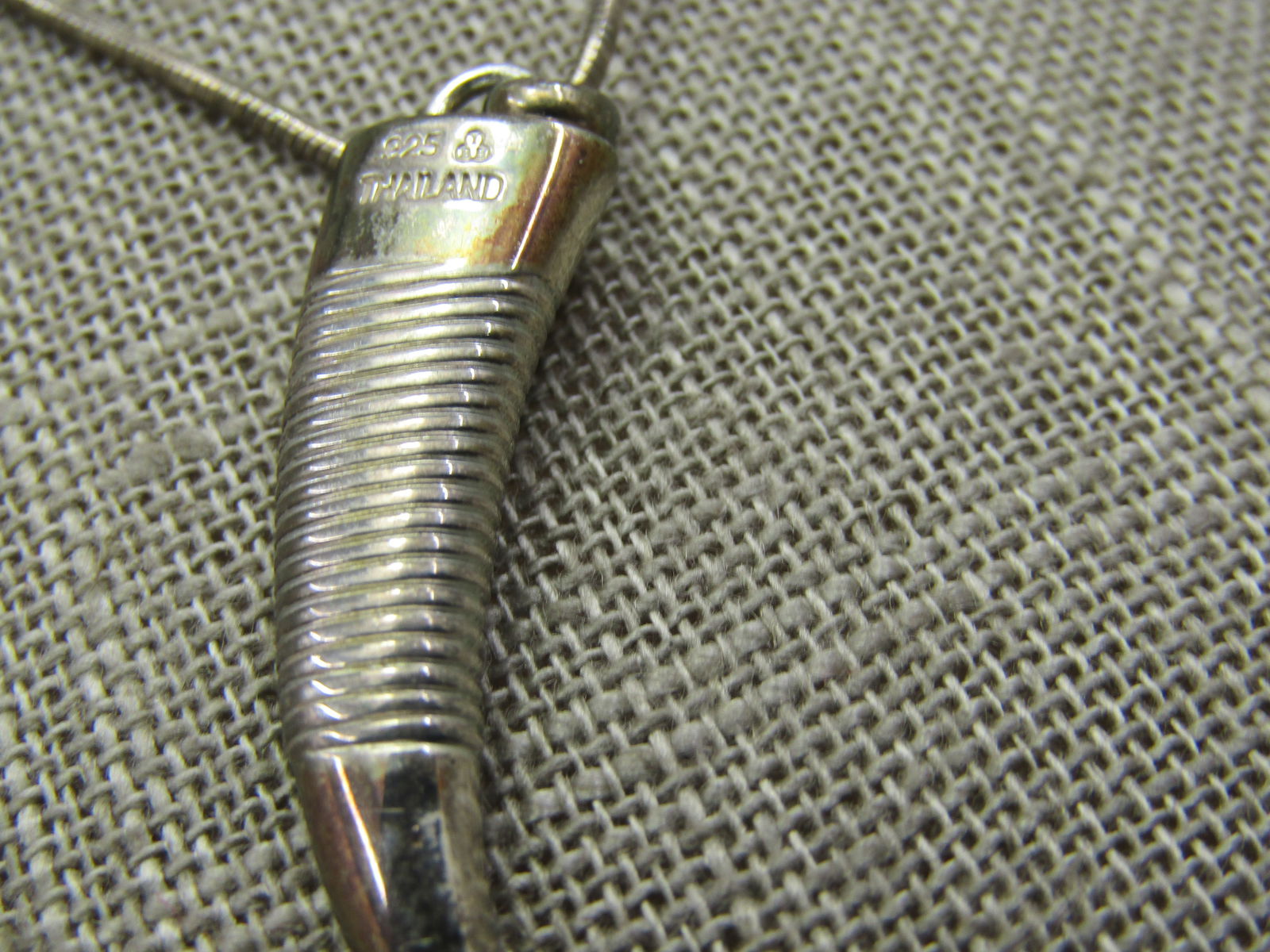 Vintage Sterling Silver Italian Horn Necklace, 18", Signed IBB, Unisex - 5