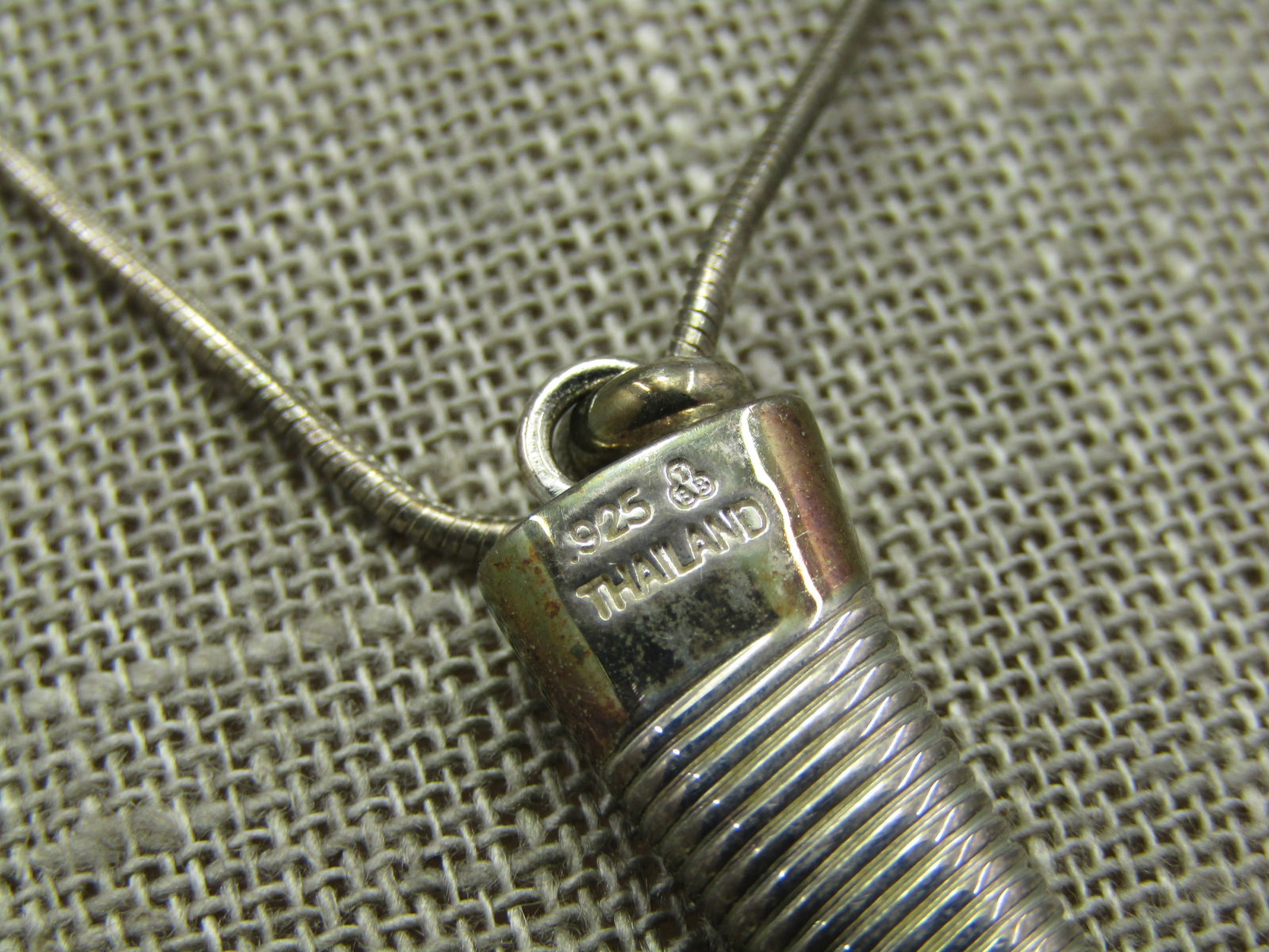 Vintage Sterling Silver Italian Horn Necklace, 18", Signed IBB, Unisex - 6