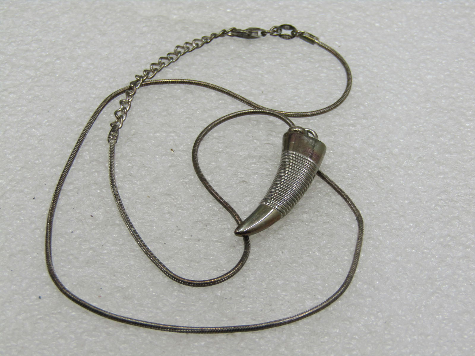 Vintage Sterling Silver Italian Horn Necklace, 18", Signed IBB, Unisex - 7
