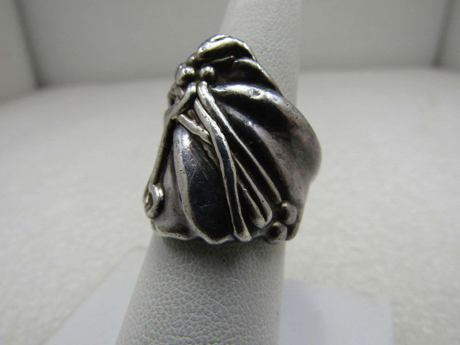 Vintage Sterling Leaf Vine Ring, Nature, Sz. 7, Cigar Band - 2