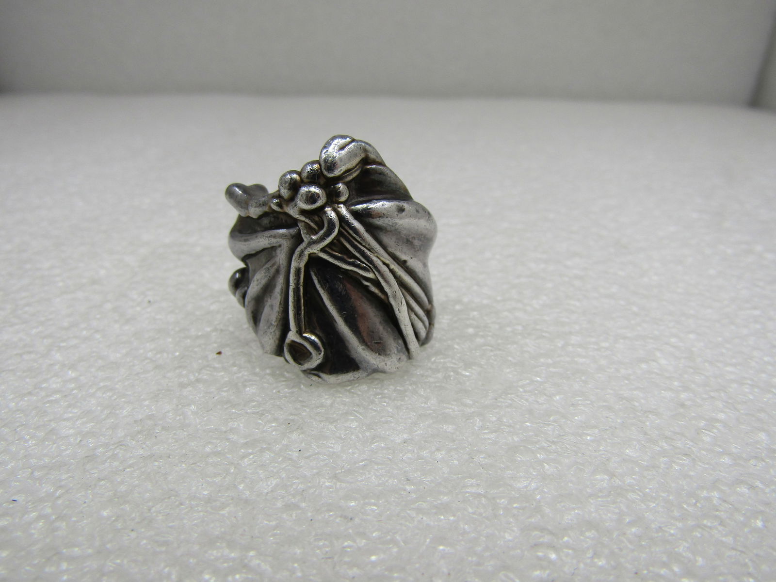 Vintage Sterling Leaf Vine Ring, Nature, Sz. 7, Cigar Band - 4