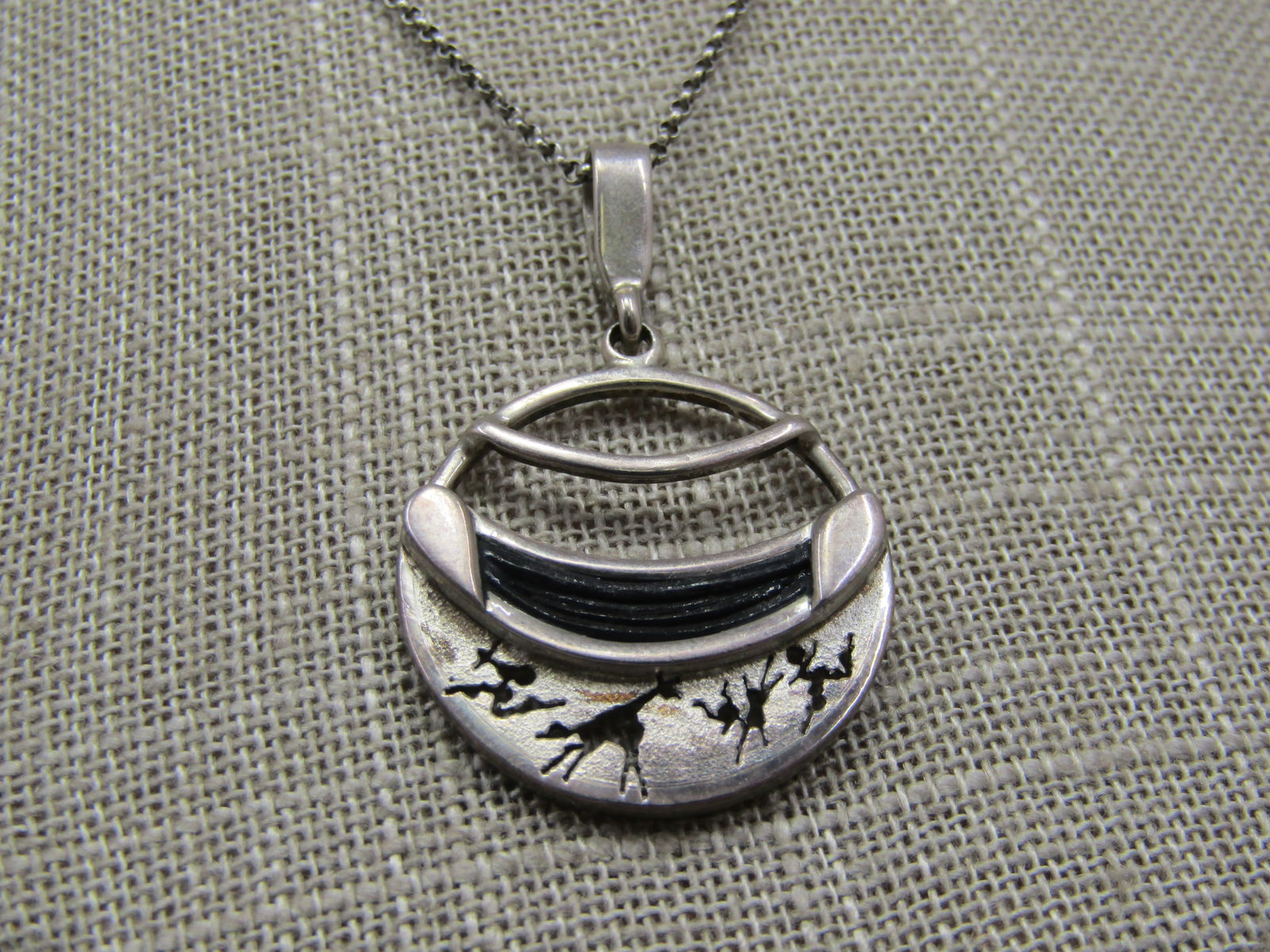 Vintage Sterling African Animal Themed Necklace 18" - 4