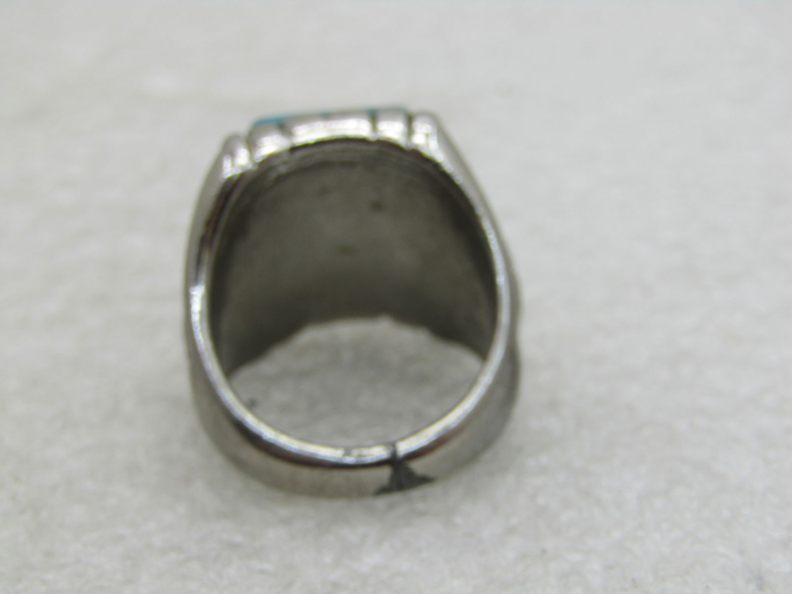 Vintage Southestern Faux Turquoise Ring, Sz 9, Silver Tone (NL) - 4