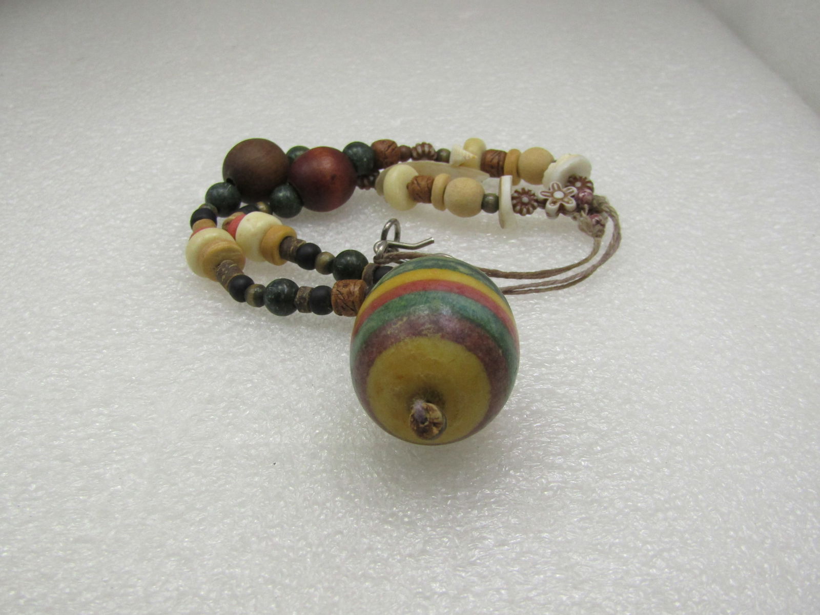 Vintage Primitive Style Beaded Necklace, Sterling Hook Clasp, 18.5" - 4