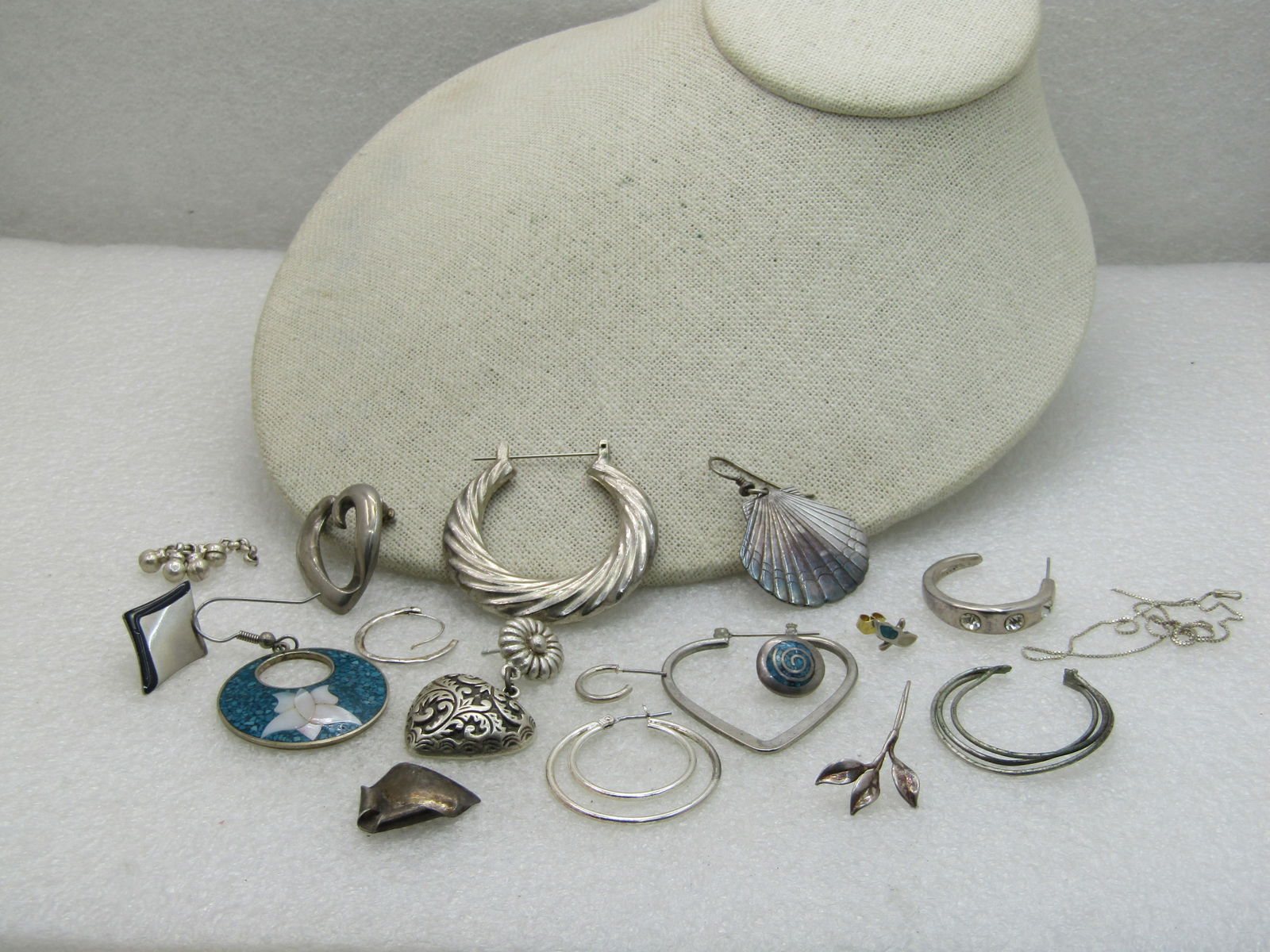 14 Single Sterling Earrings, Laurel Burch Shell, Plus Other Pieces, Appx. 45.20 gr. - 2