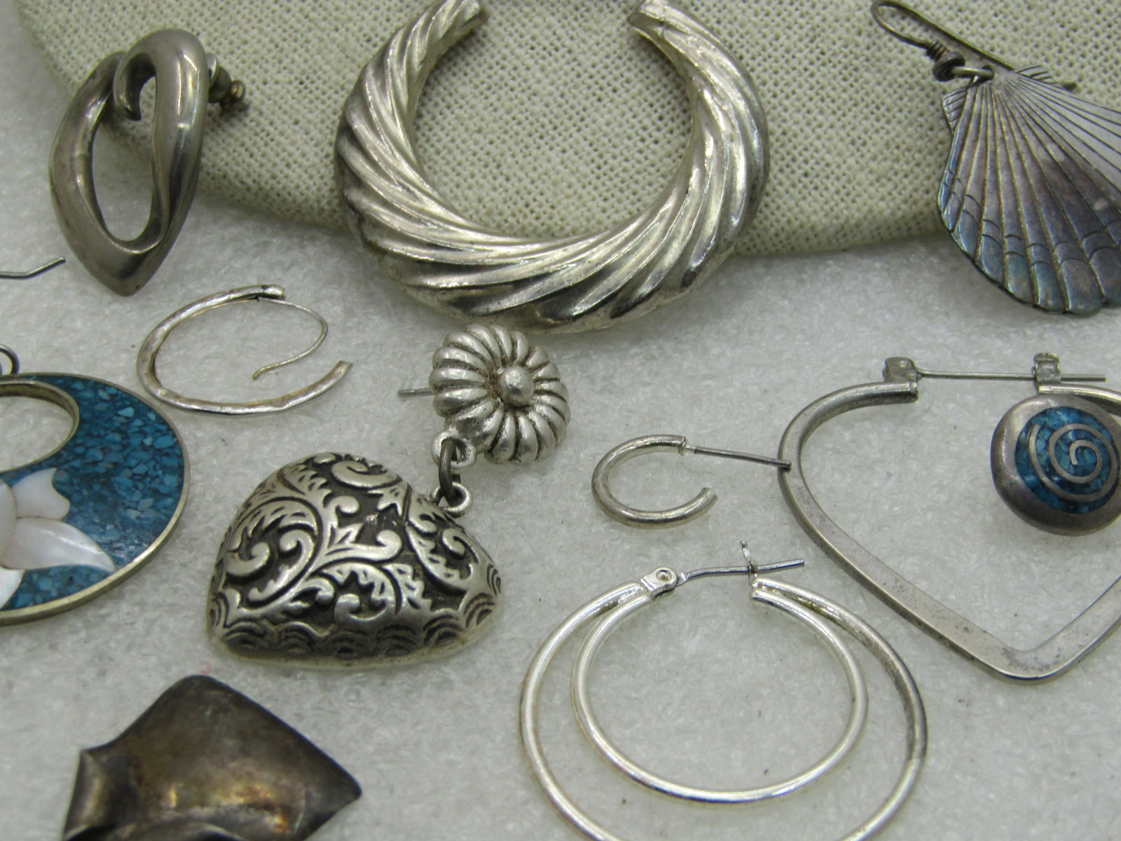 14 Single Sterling Earrings, Laurel Burch Shell, Plus Other Pieces, Appx. 45.20 gr. - 4