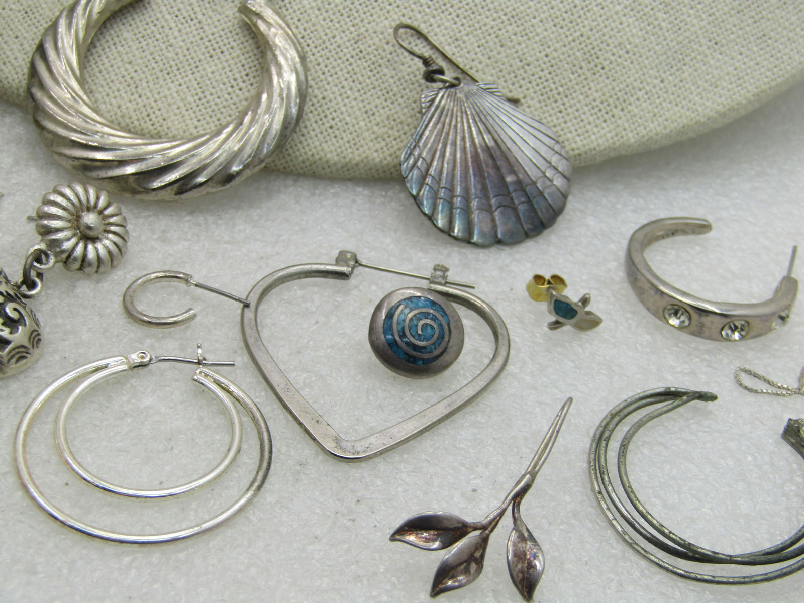 14 Single Sterling Earrings, Laurel Burch Shell, Plus Other Pieces, Appx. 45.20 gr. - 6