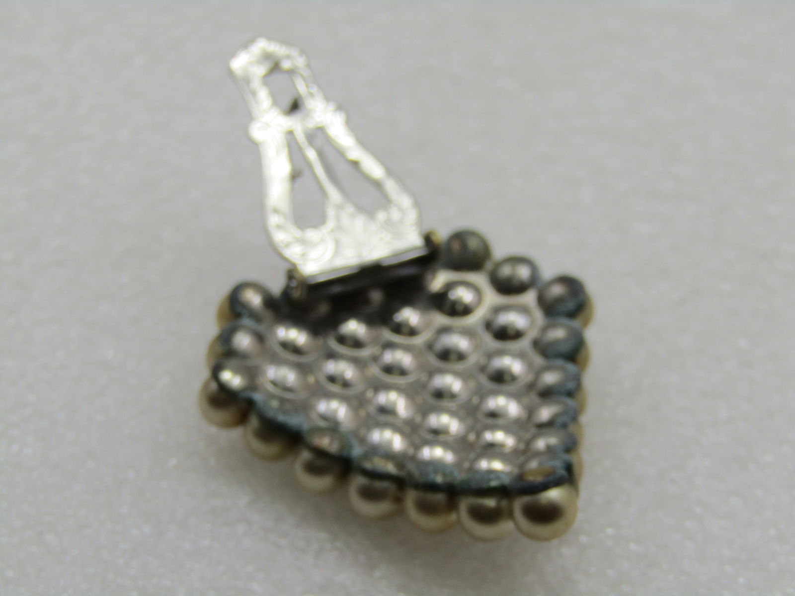 1920's-1930's Faux Pearl Triangular Dress Clip, 2" - 6