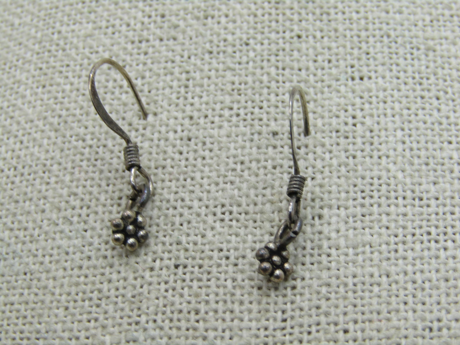 Vintage Sterling Silver Floral Drop Earrings, Pierced - 2