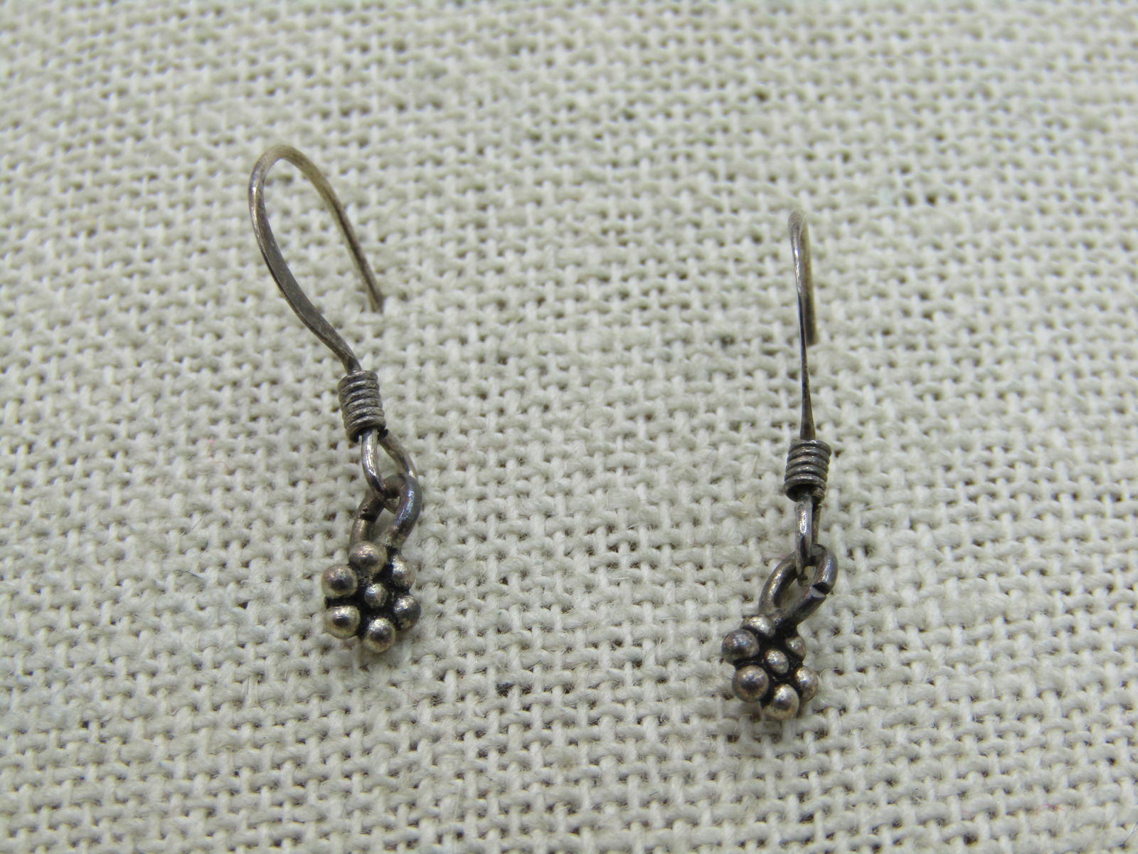 Vintage Sterling Silver Floral Drop Earrings, Pierced - 3