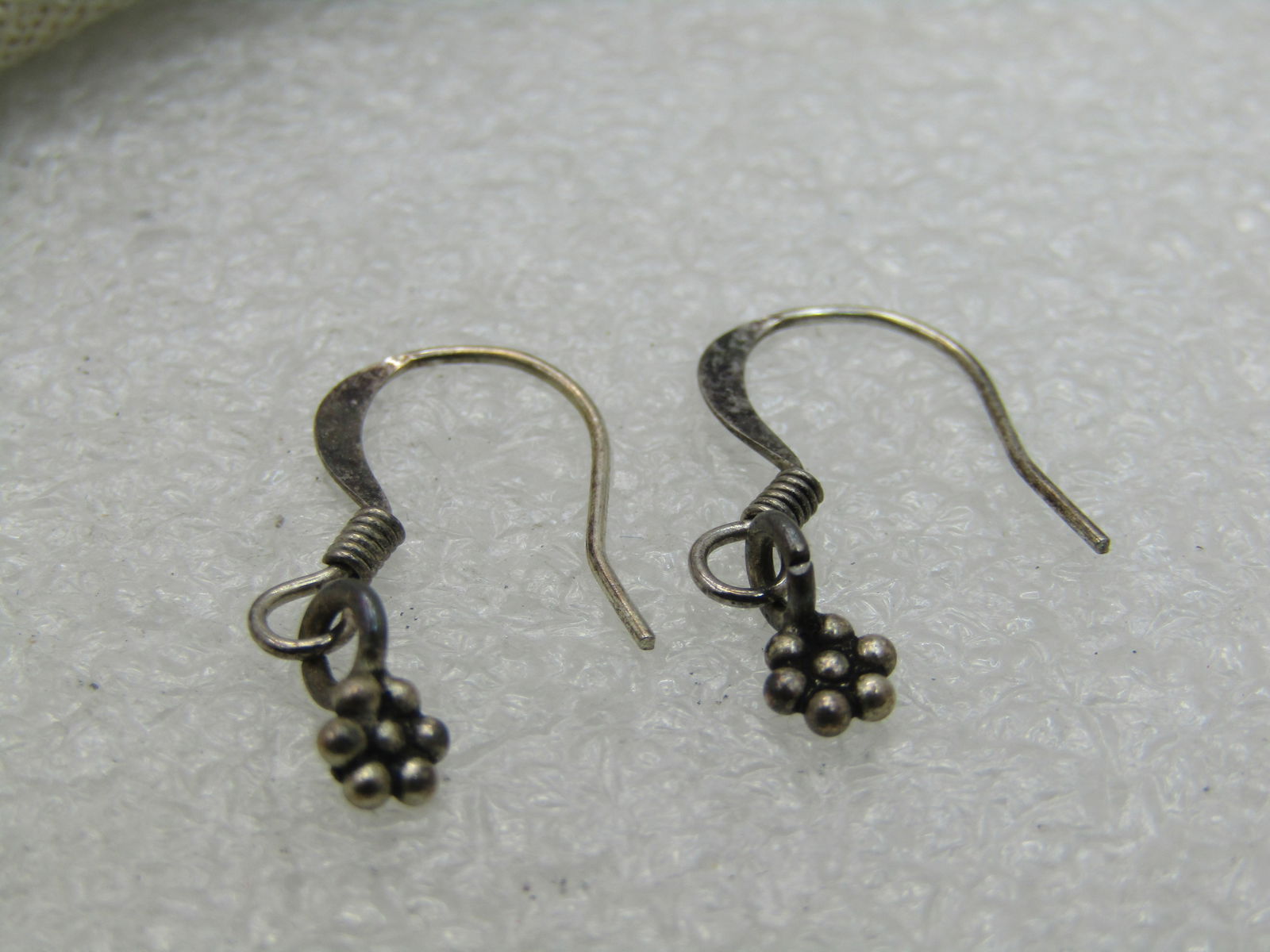 Vintage Sterling Silver Floral Drop Earrings, Pierced - 4