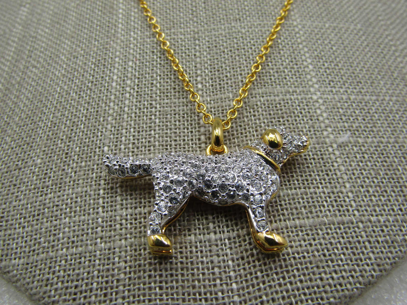 Danbury Mint Rhinestone Retreiver Necklace, 20", Original Box - 2