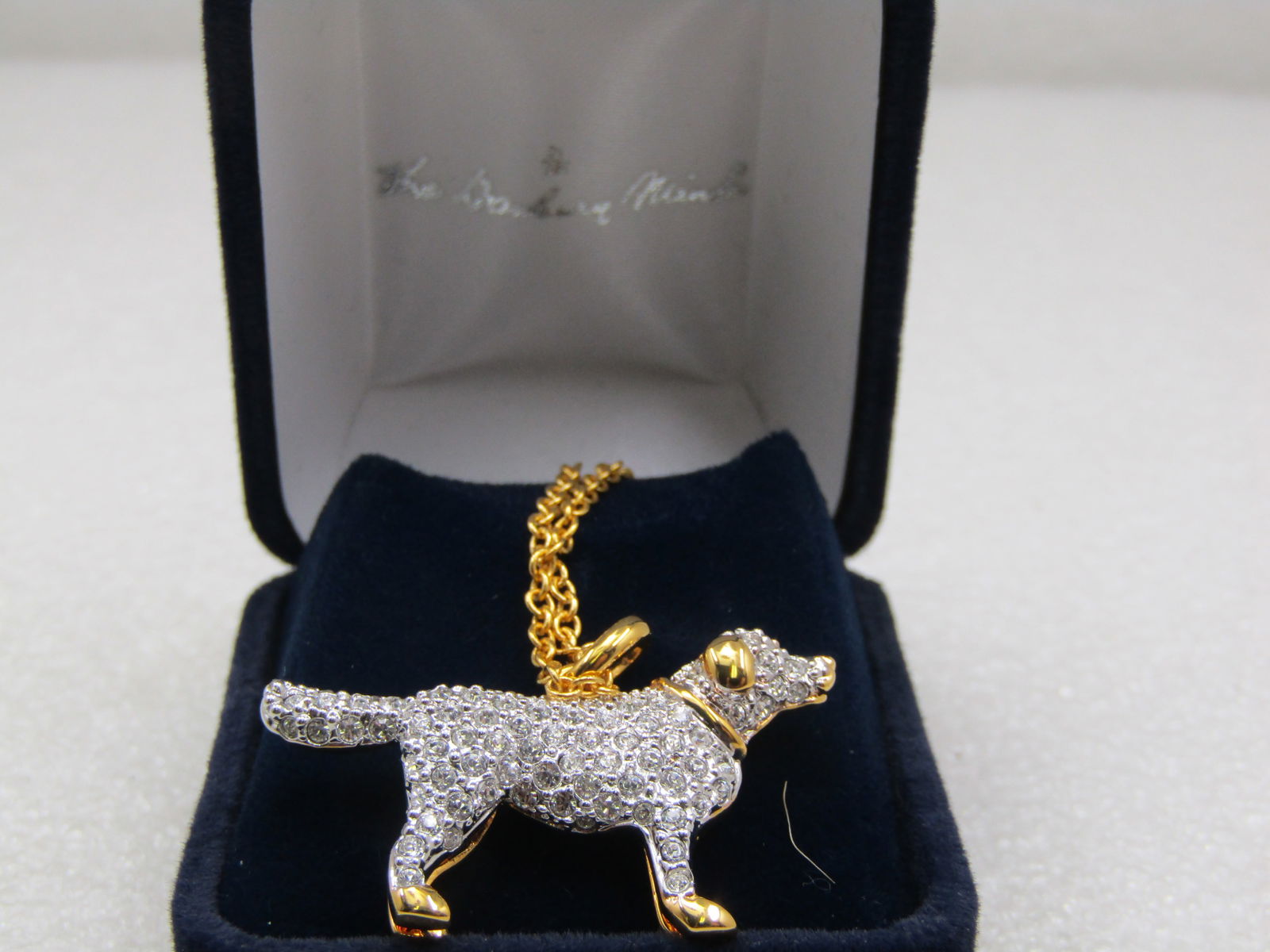 Danbury Mint Rhinestone Retreiver Necklace, 20", Original Box - 6
