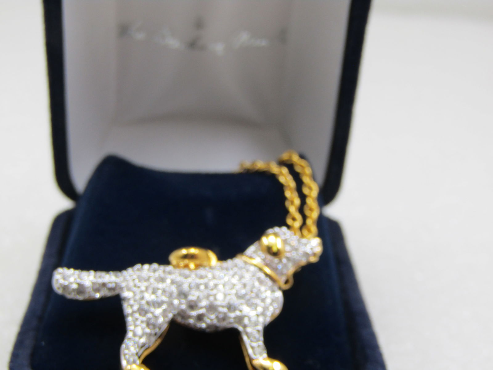 Danbury Mint Rhinestone Retreiver Necklace, 20", Original Box - 8