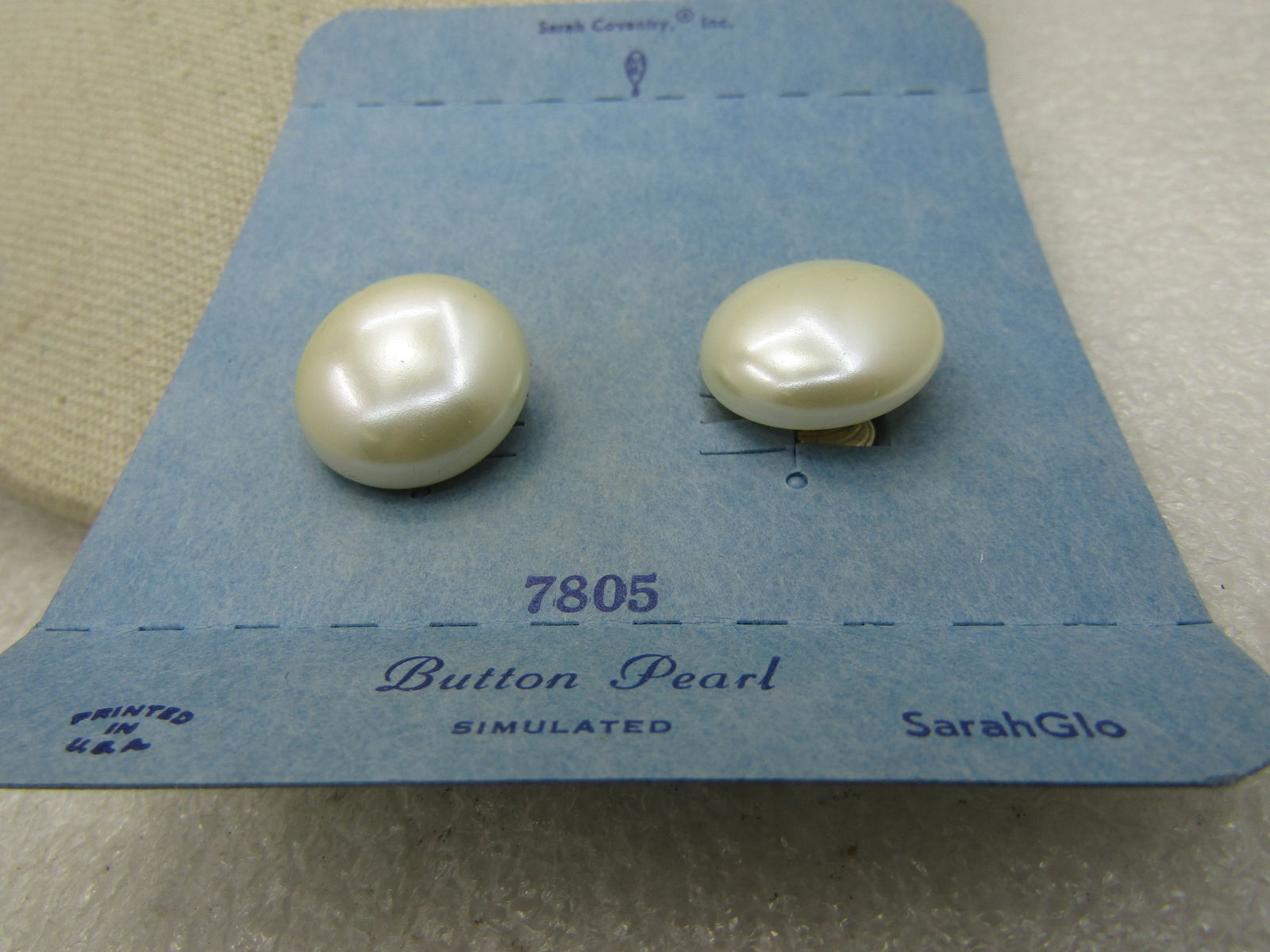 Vintage Sarah Coventry Faux Pearl Clip Earrings, on original card - 3