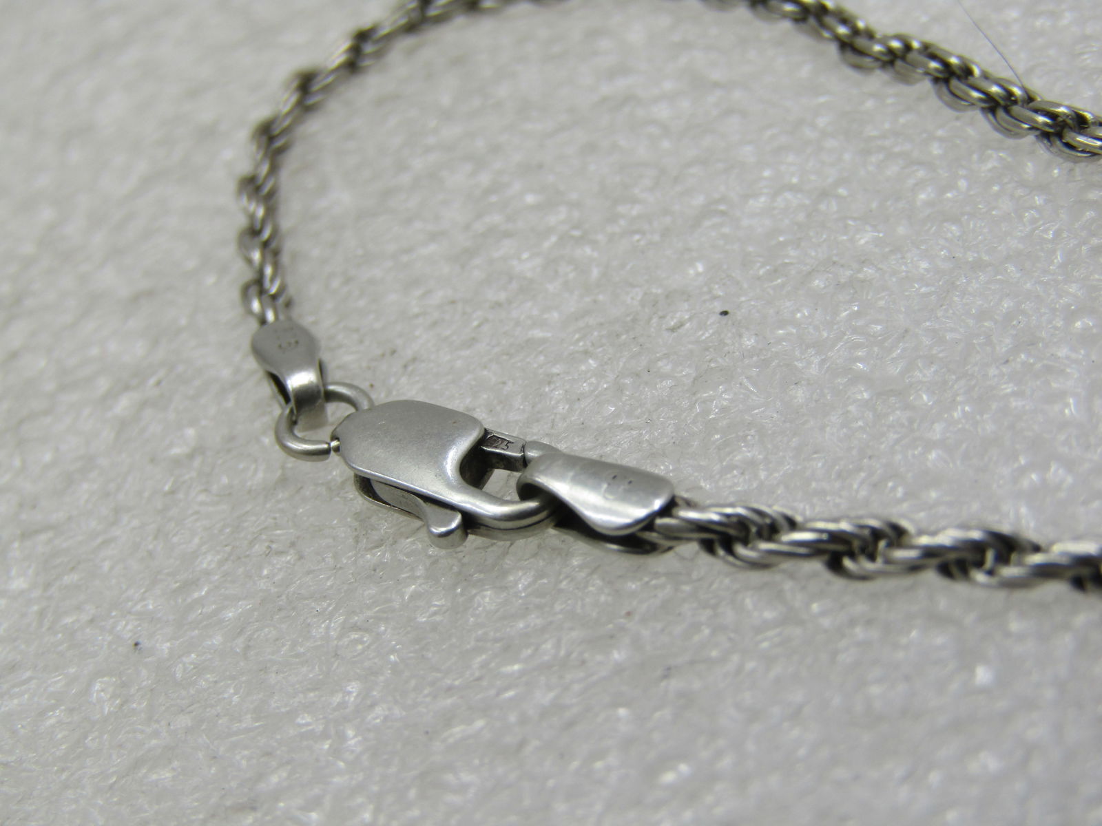 Vintage Sterling Silver 2mm Rope Chain Bracelet, Signed, 7.25" - 4