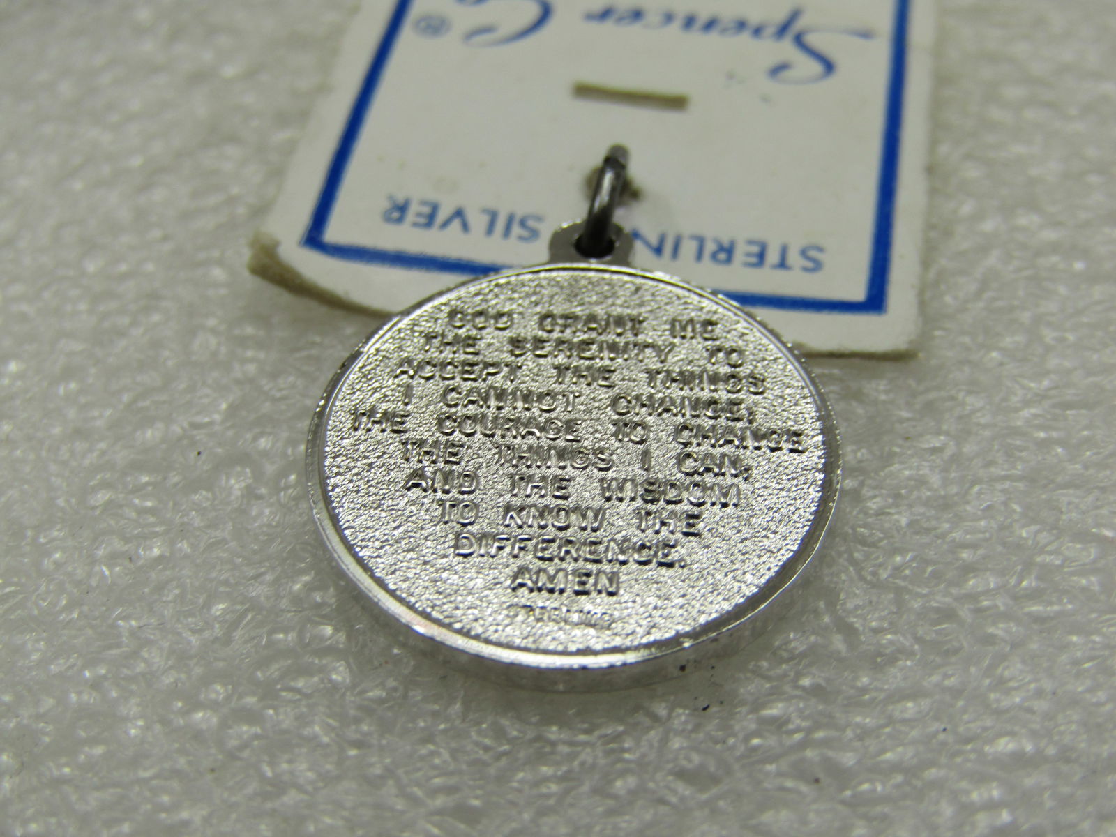 Vintage Sterling Spencer Co. Praying Hands Charm/Pendant, Serenity Prayer - 5