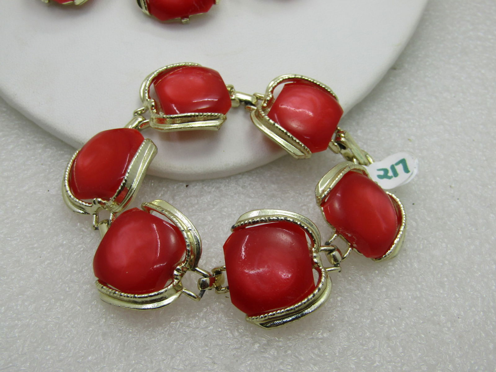 Vintage Orange Thermoset Necklace and Bracelet Set 1960's - 3