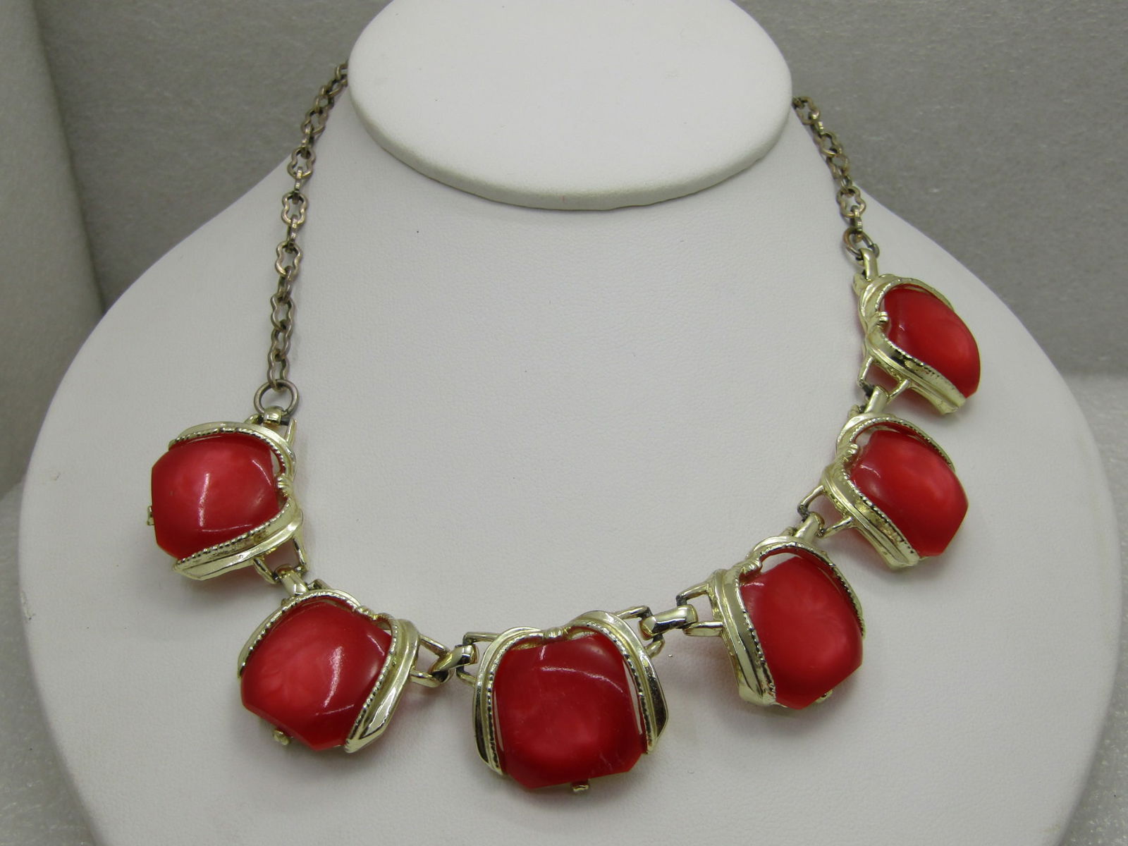 Vintage Orange Thermoset Necklace and Bracelet Set 1960's - 4
