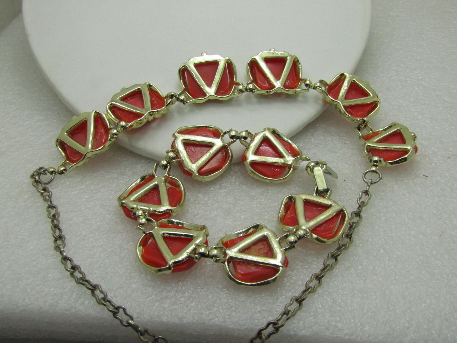 Vintage Orange Thermoset Necklace and Bracelet Set 1960's - 5