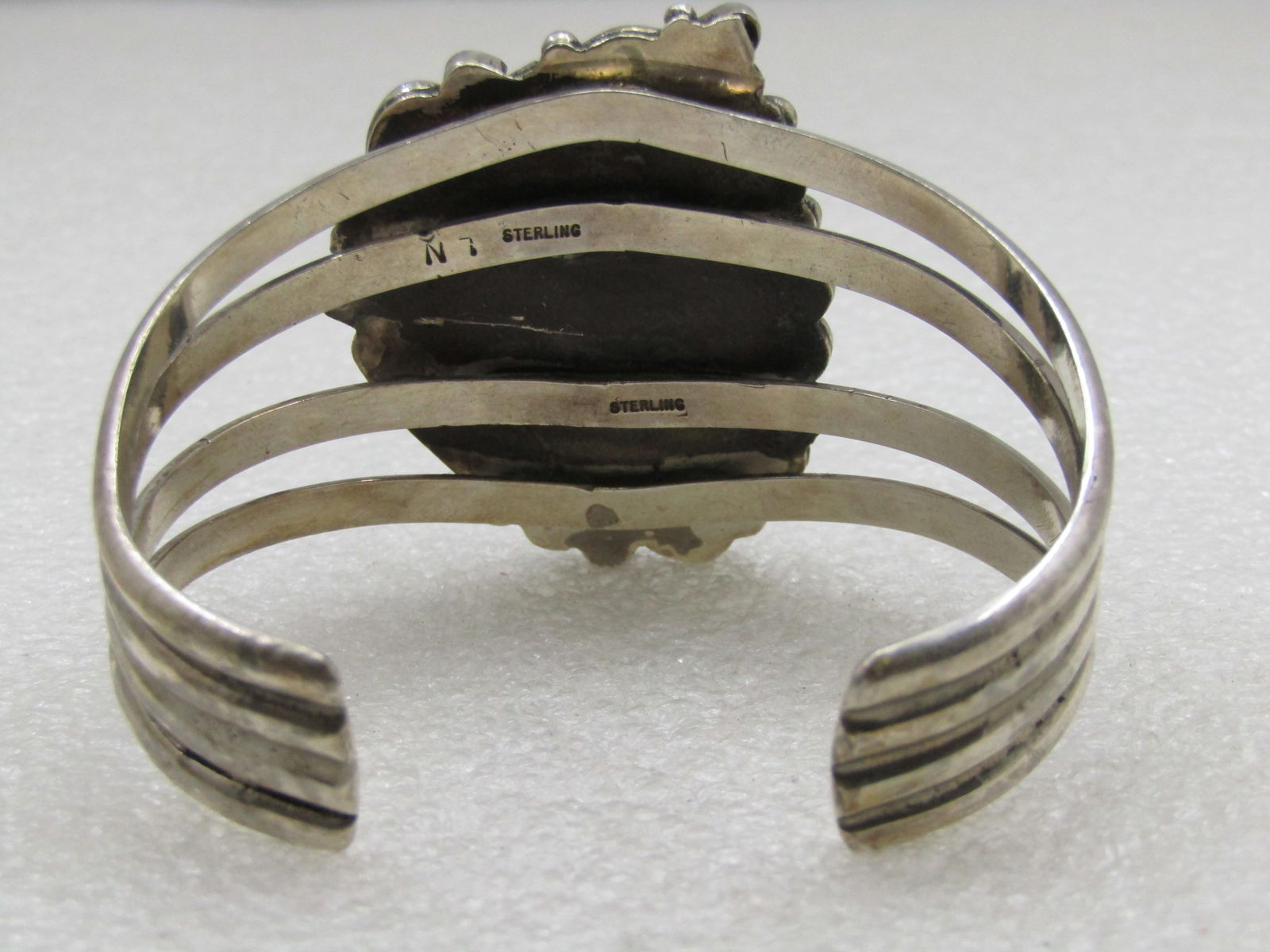 Vintage Sterling Southwestern Navajo Turquoise Cuff Bracelet, L.N. Leander Nezzie - 3